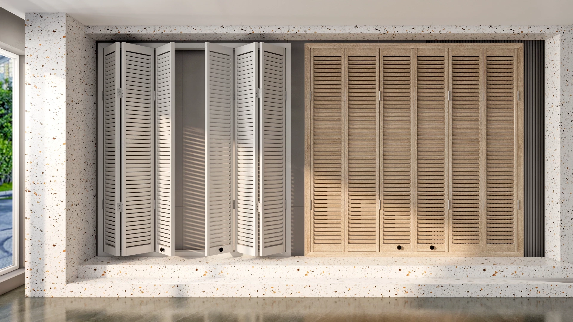 Modern Folding Louvered Shutter Doors Sketchup 3D Model Preview - SketchupBox