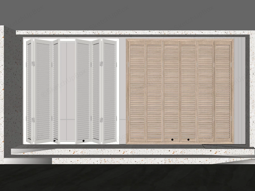 Modern Folding Louvered Shutter Doors Sketchup 3D Model Preview - SketchupBox