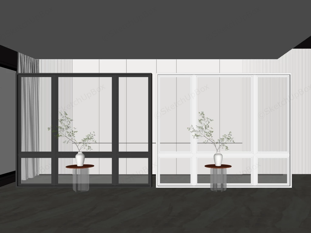 Modern Metal Framed Glass Partition Wall Systems Sketchup 3D Model Preview - SketchupBox