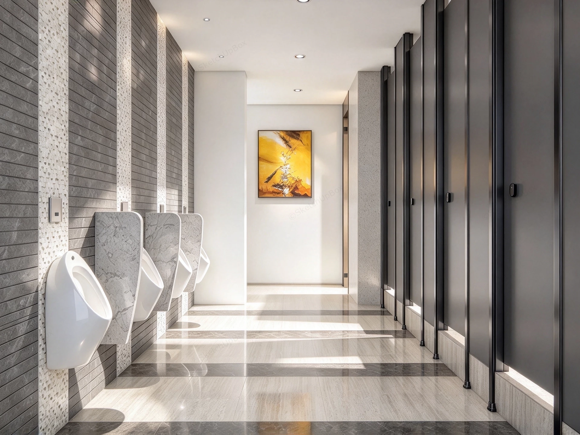 Commercial Public Restroom Interior Layout Sketchup 3D Model Preview - SketchupBox
