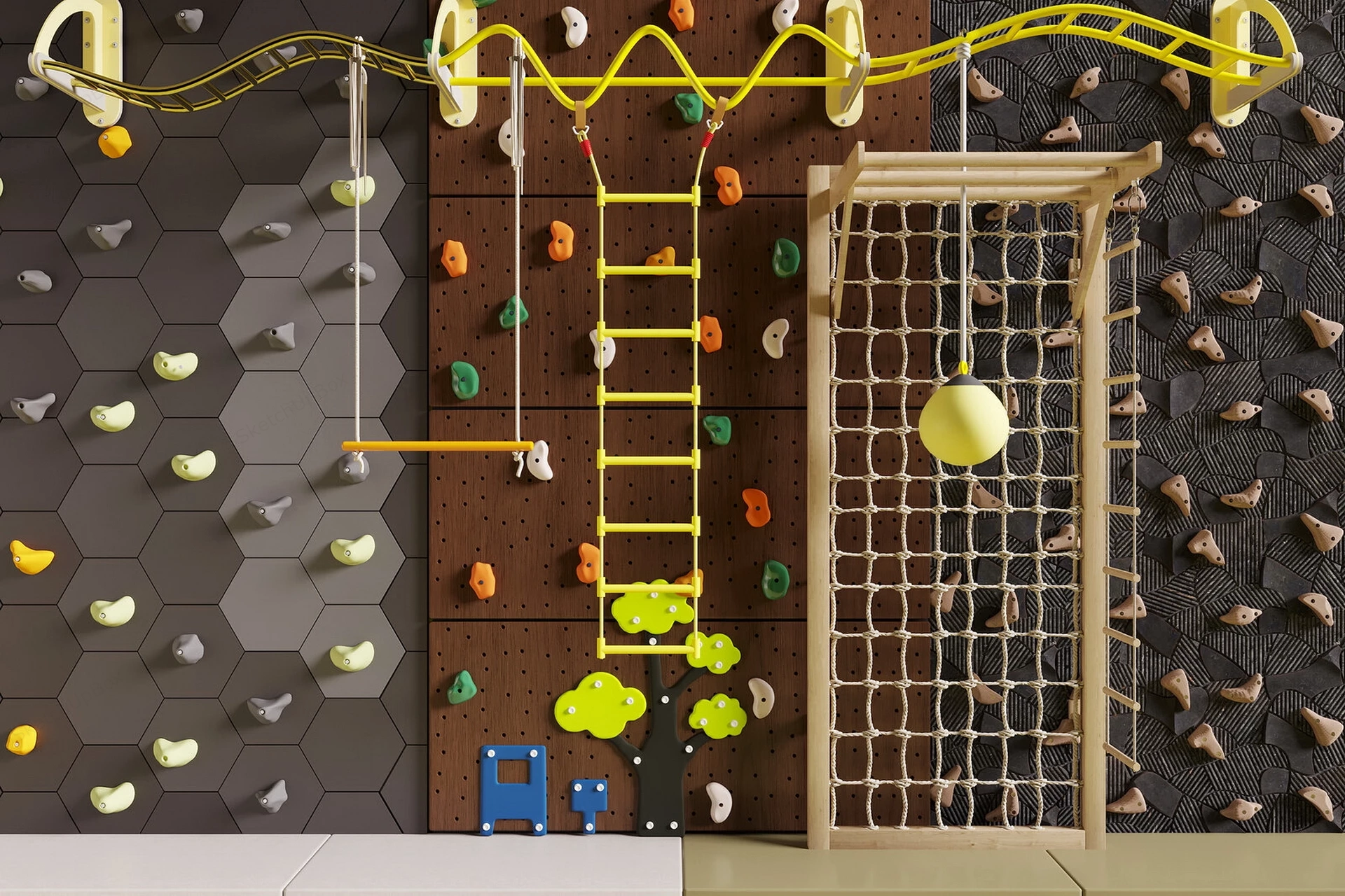Children Indoor Climbing Wall & Play Gym Sketchup 3D Model Preview - SketchupBox
