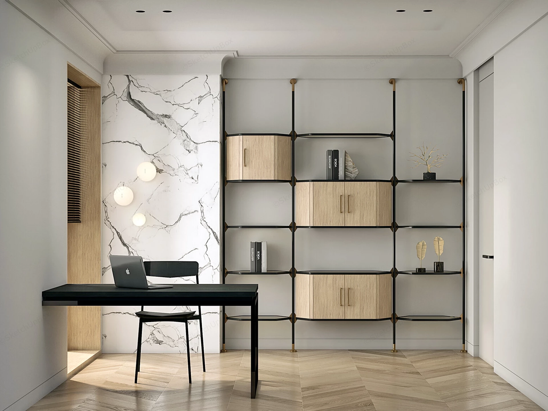 Modern Minimalist Home Office Sketchup 3D Model Preview - SketchupBox