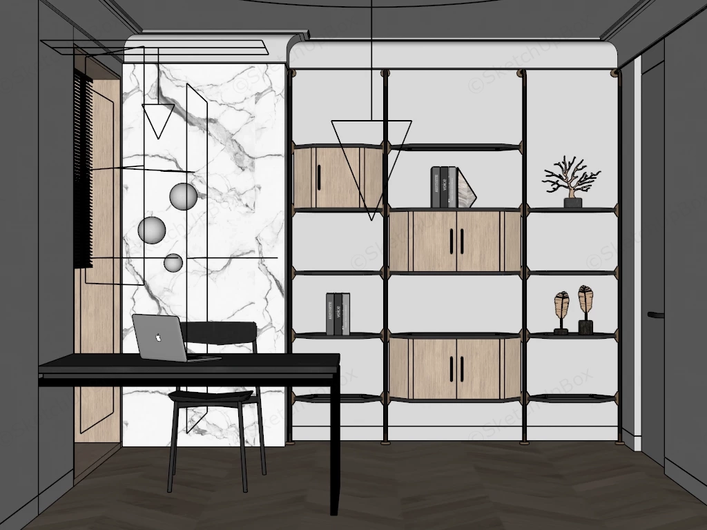 Modern Minimalist Home Office Sketchup 3D Model Preview - SketchupBox