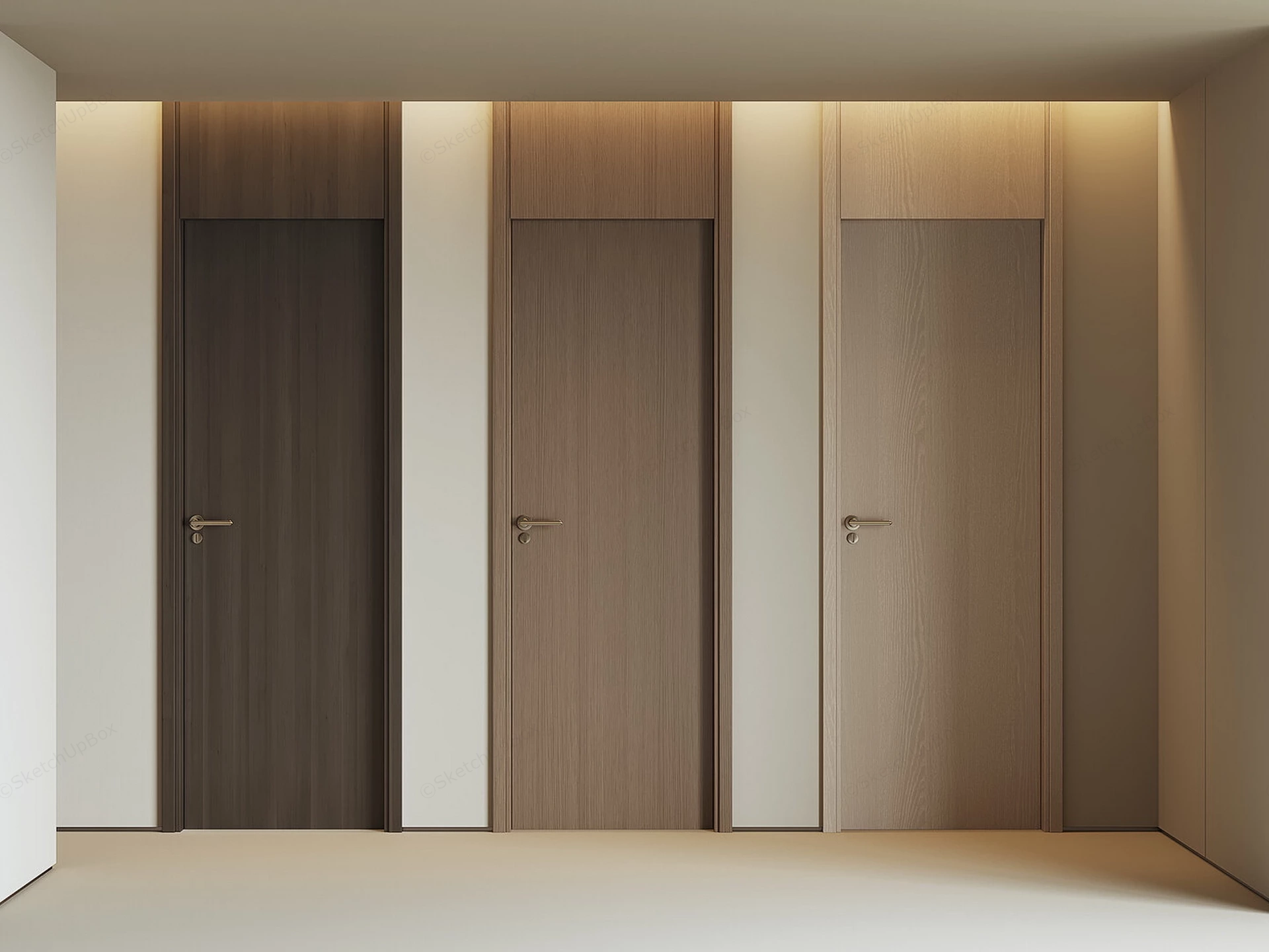 Modern Minimalist Interior Wood Flush Door Collection Sketchup 3D Model Preview - SketchupBox