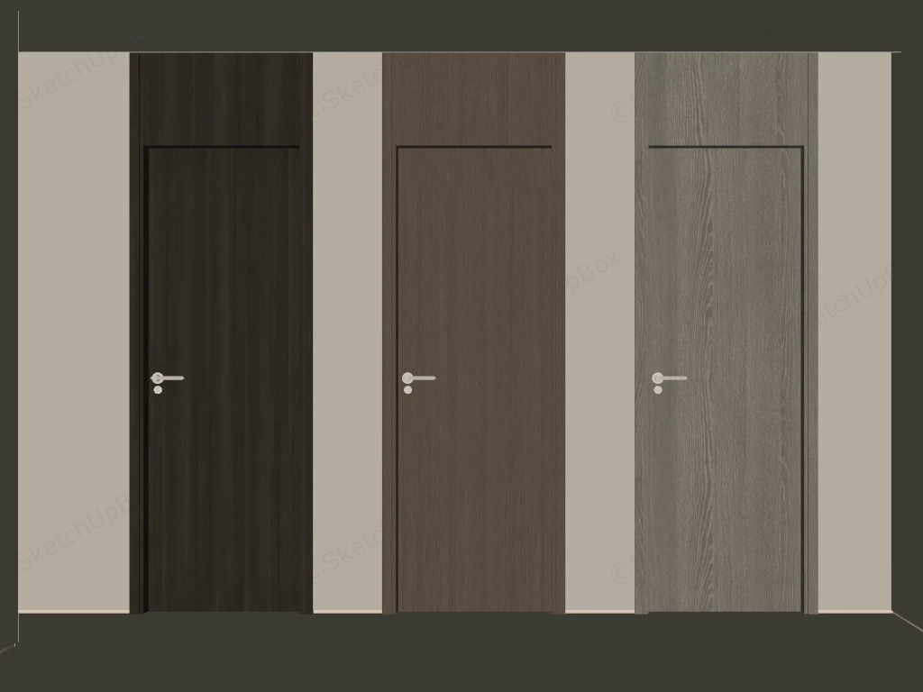 Modern Minimalist Interior Wood Flush Door Collection Sketchup 3D Model Preview - SketchupBox
