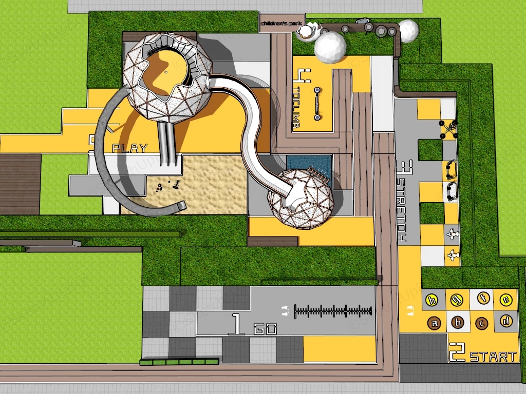 Outdoor Children's Playground Project Sketchup 3D Model Preview - SketchupBox