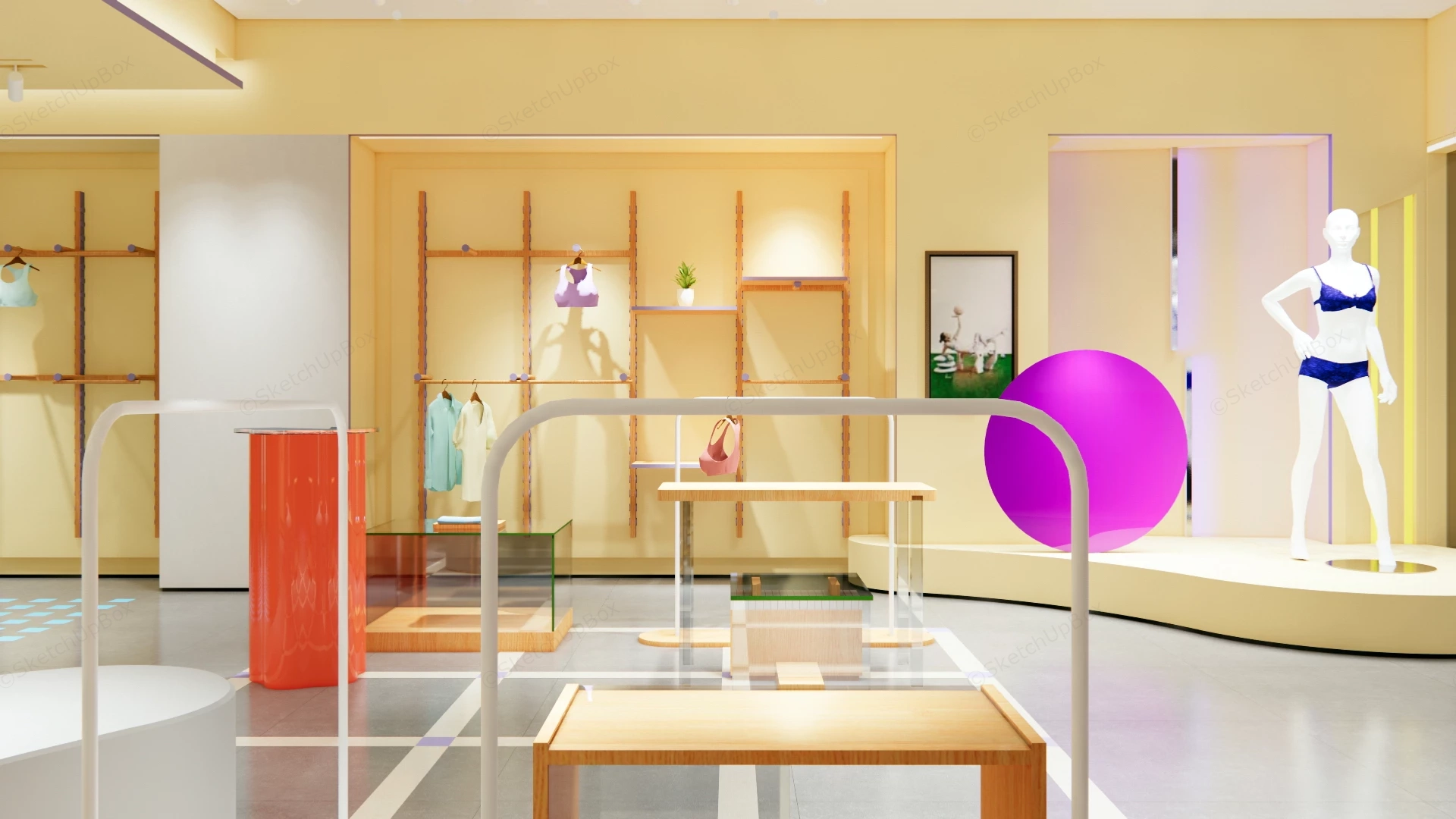 Modern Retail Lingerie Boutique Store Interior Design Sketchup 3D Model Preview - SketchupBox