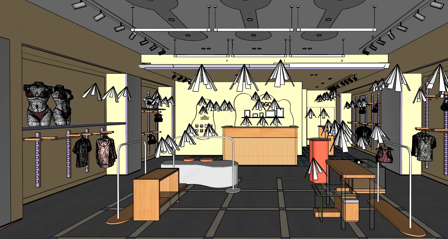 Modern Retail Lingerie Boutique Store Interior Design Sketchup 3D Model Preview - SketchupBox
