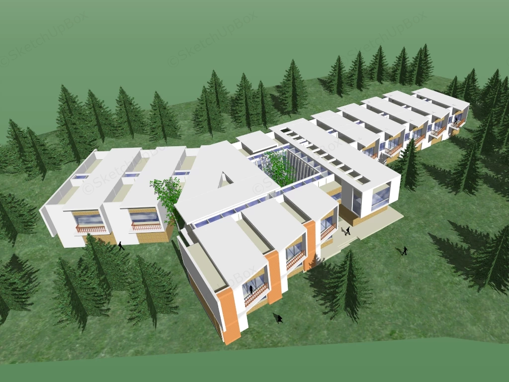 Modern Modular Terraced Resort & Eco Lodge Complex Sketchup 3D Model Preview - SketchupBox