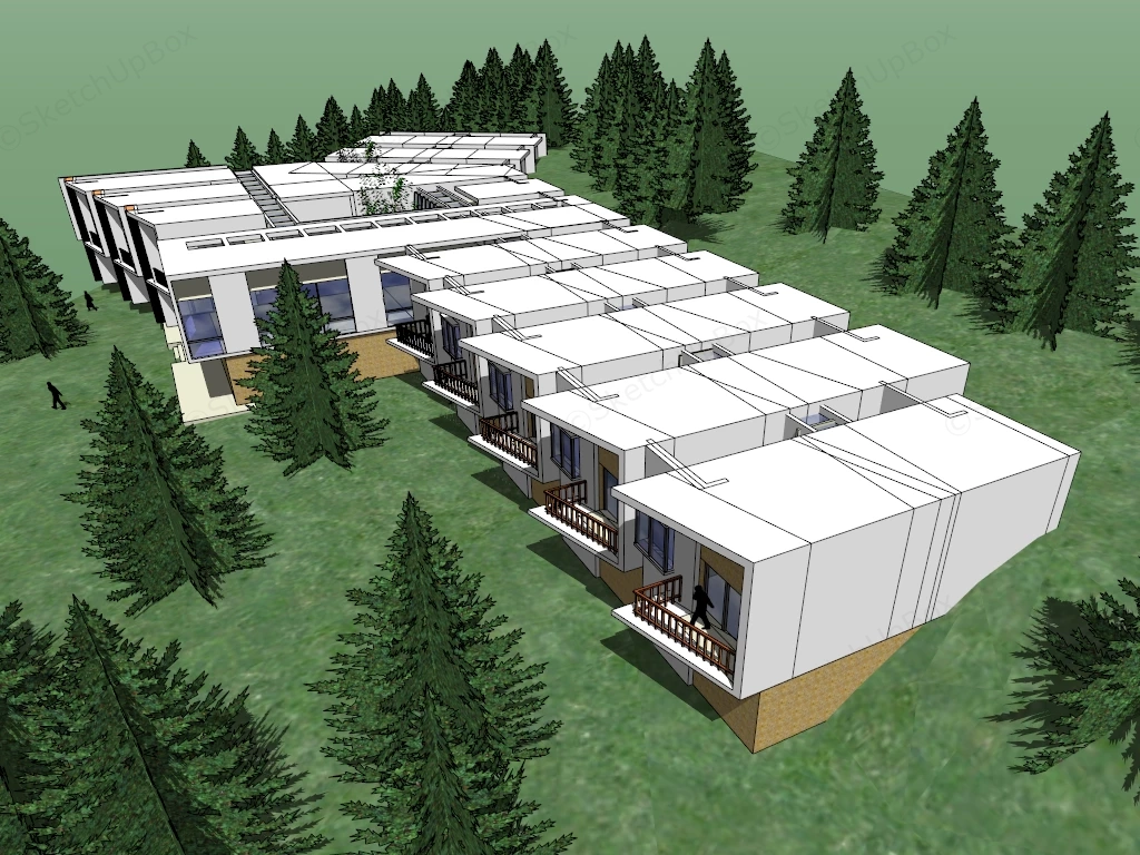 Modern Modular Terraced Resort & Eco Lodge Complex Sketchup 3D Model Preview - SketchupBox