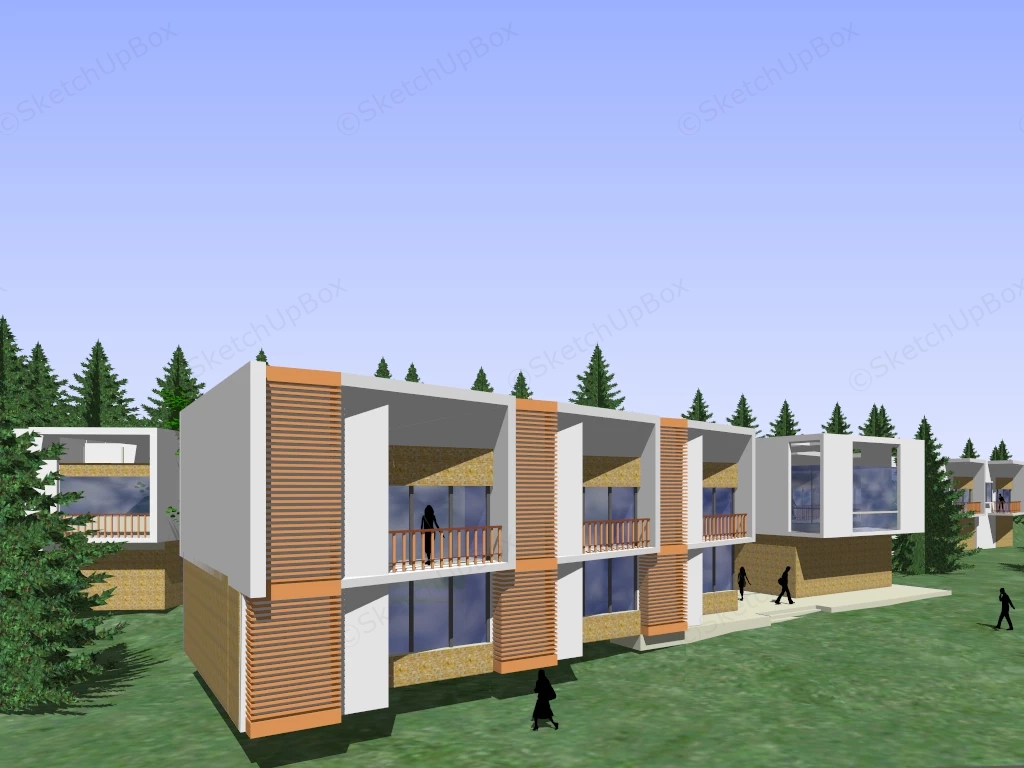 Modern Modular Terraced Resort & Eco Lodge Complex Sketchup 3D Model Preview - SketchupBox