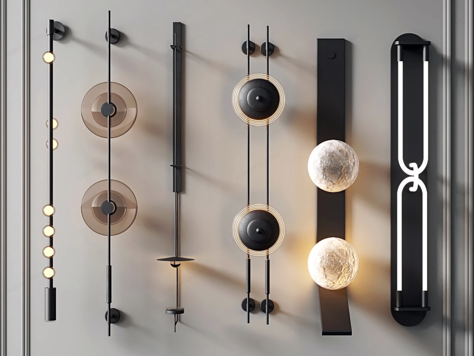 Modern Minimalist Wall Sconce Collection Sketchup 3D Model Preview - SketchupBox