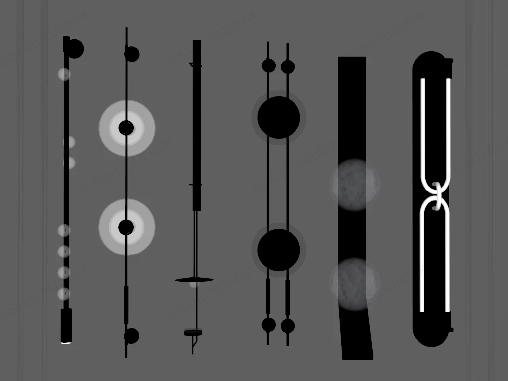 Modern Minimalist Wall Sconce Collection Sketchup 3D Model Preview - SketchupBox