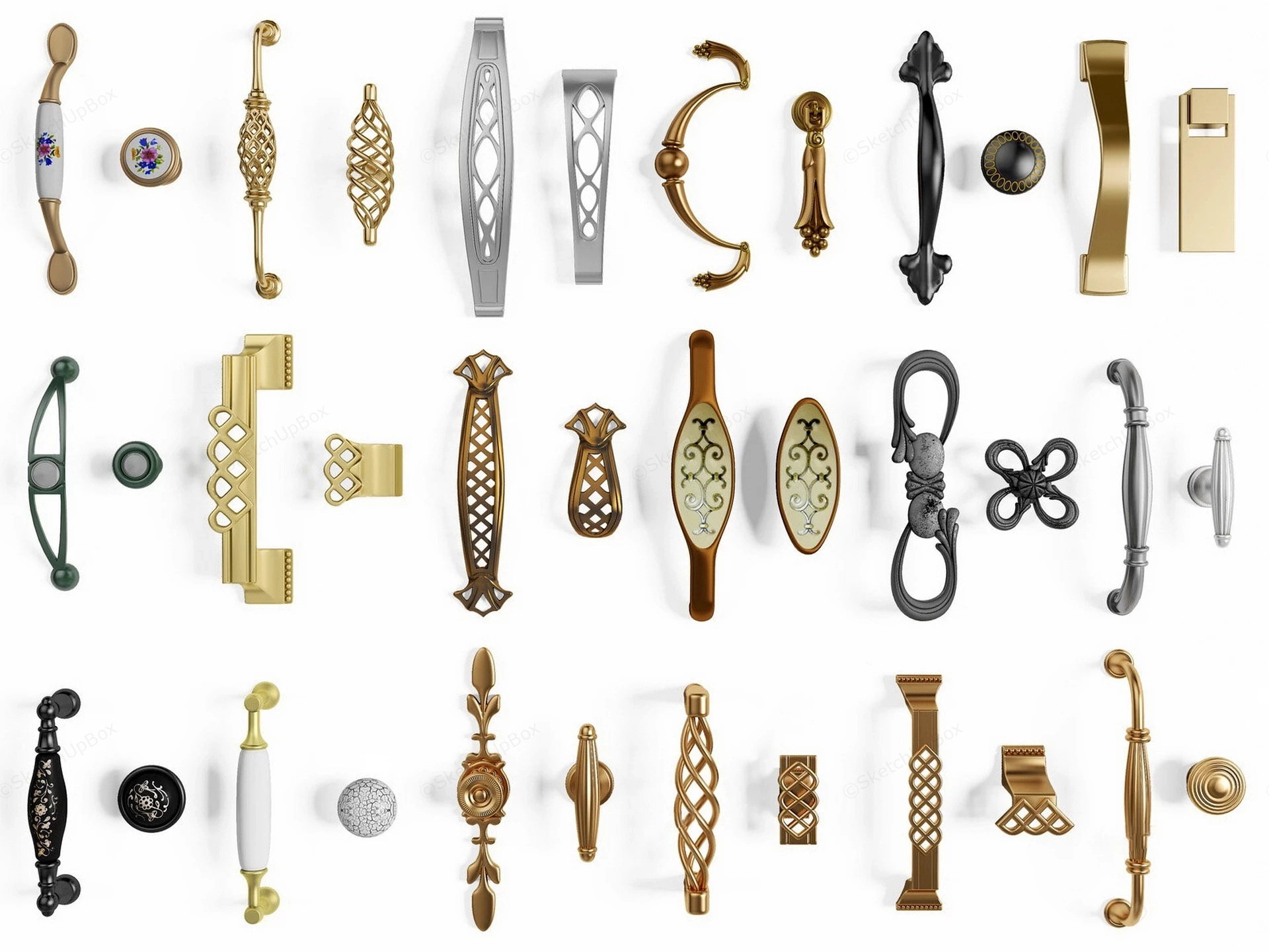 Classic & Modern Cabinet Hardware Collection Sketchup 3D Model Preview - SketchupBox