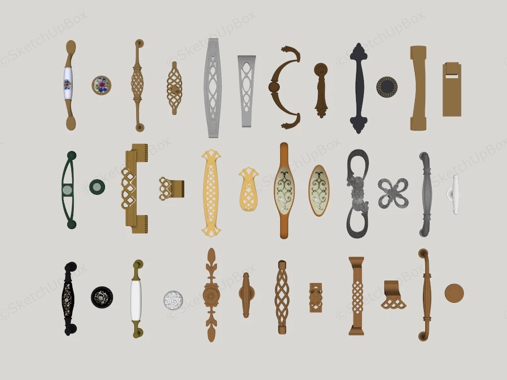 Classic & Modern Cabinet Hardware Collection Sketchup 3D Model Preview - SketchupBox
