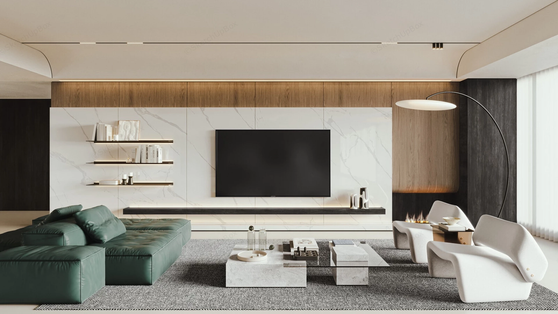 Ultra Modern Japandi Living Room Design Sketchup 3D Model Preview - SketchupBox