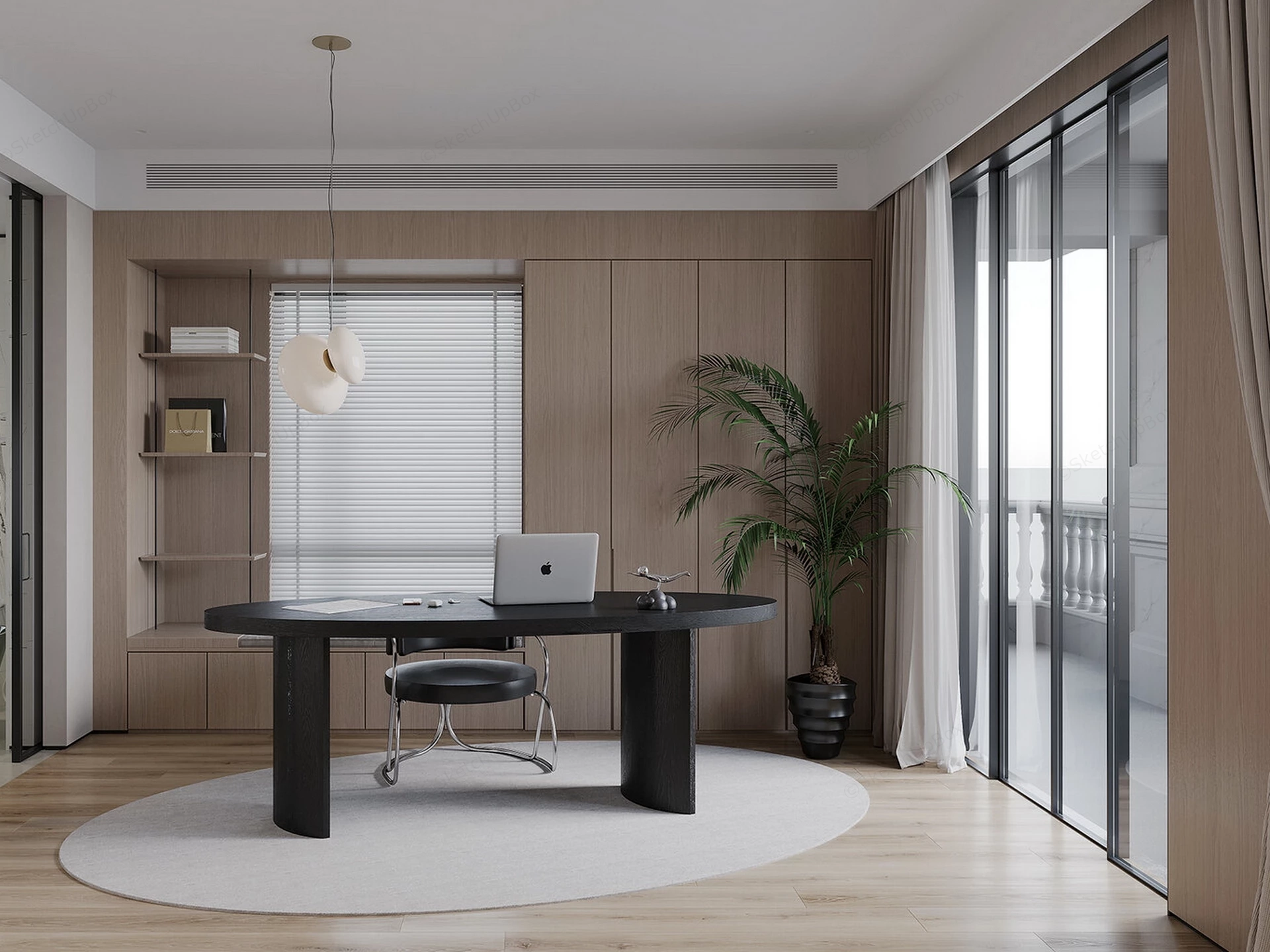 Modern Minimalist Home Office Sketchup 3D Model Preview - SketchupBox