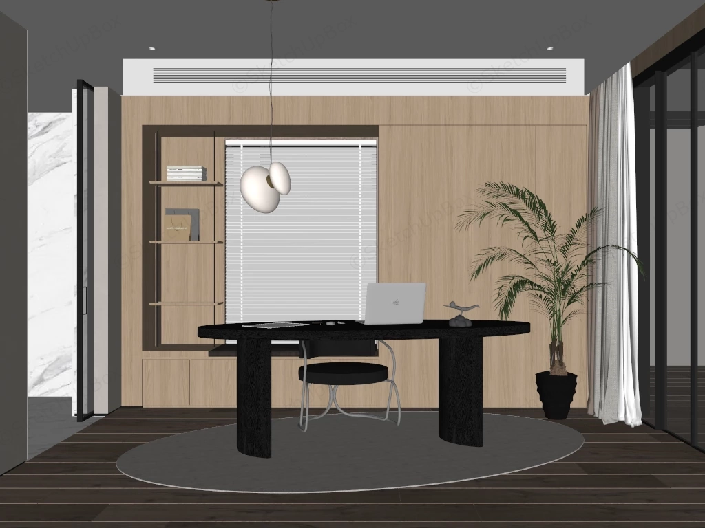 Modern Minimalist Home Office Sketchup 3D Model Preview - SketchupBox
