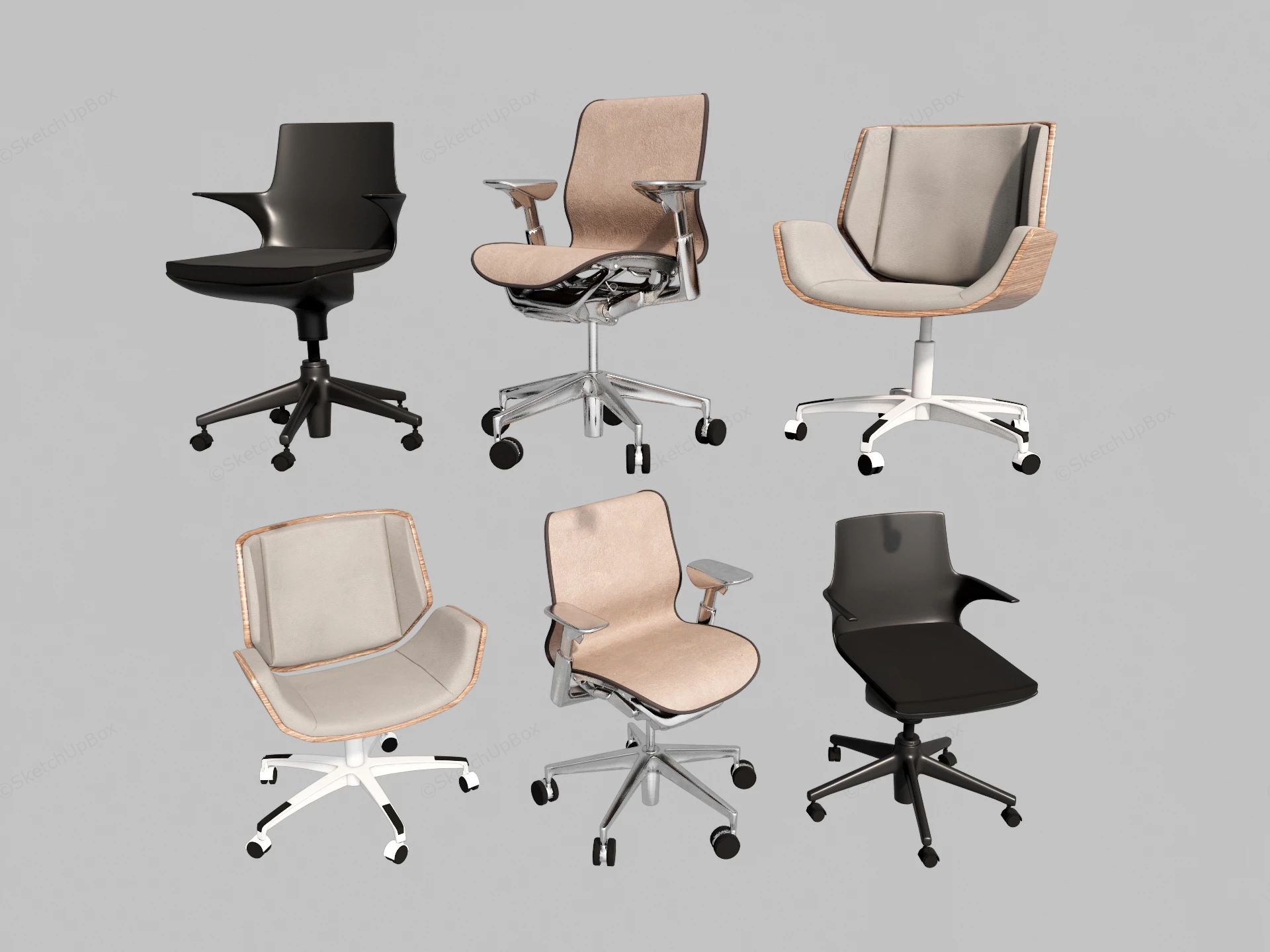 Modern Executive & Task Office Chair Collection Sketchup 3D Model Preview - SketchupBox