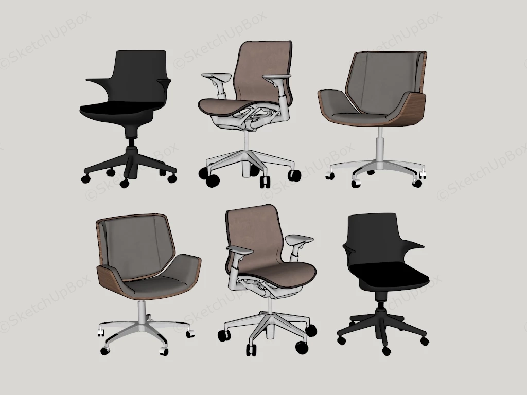 Modern Executive & Task Office Chair Collection Sketchup 3D Model Preview - SketchupBox