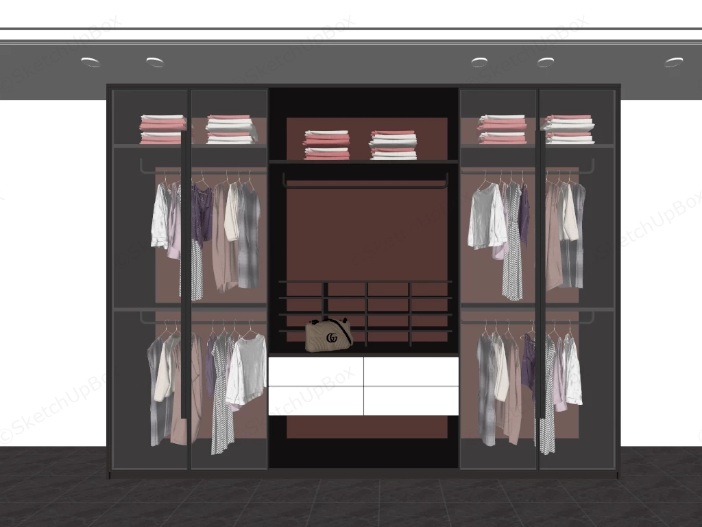Modern Luxury Glass Wardrobe & Closet System Sketchup 3D Model Preview - SketchupBox