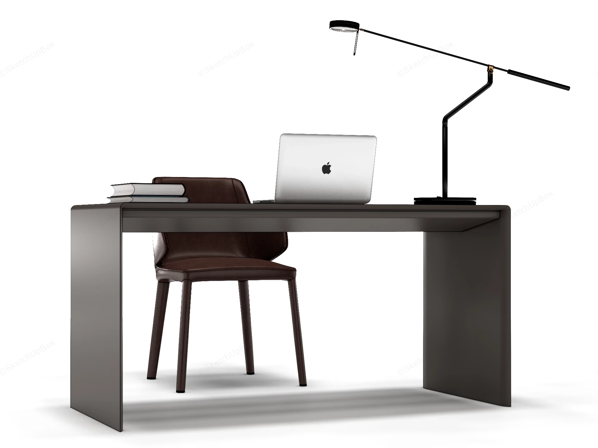 Modern Minimalist Executive Desk Set With Chair Sketchup 3D Model Preview - SketchupBox