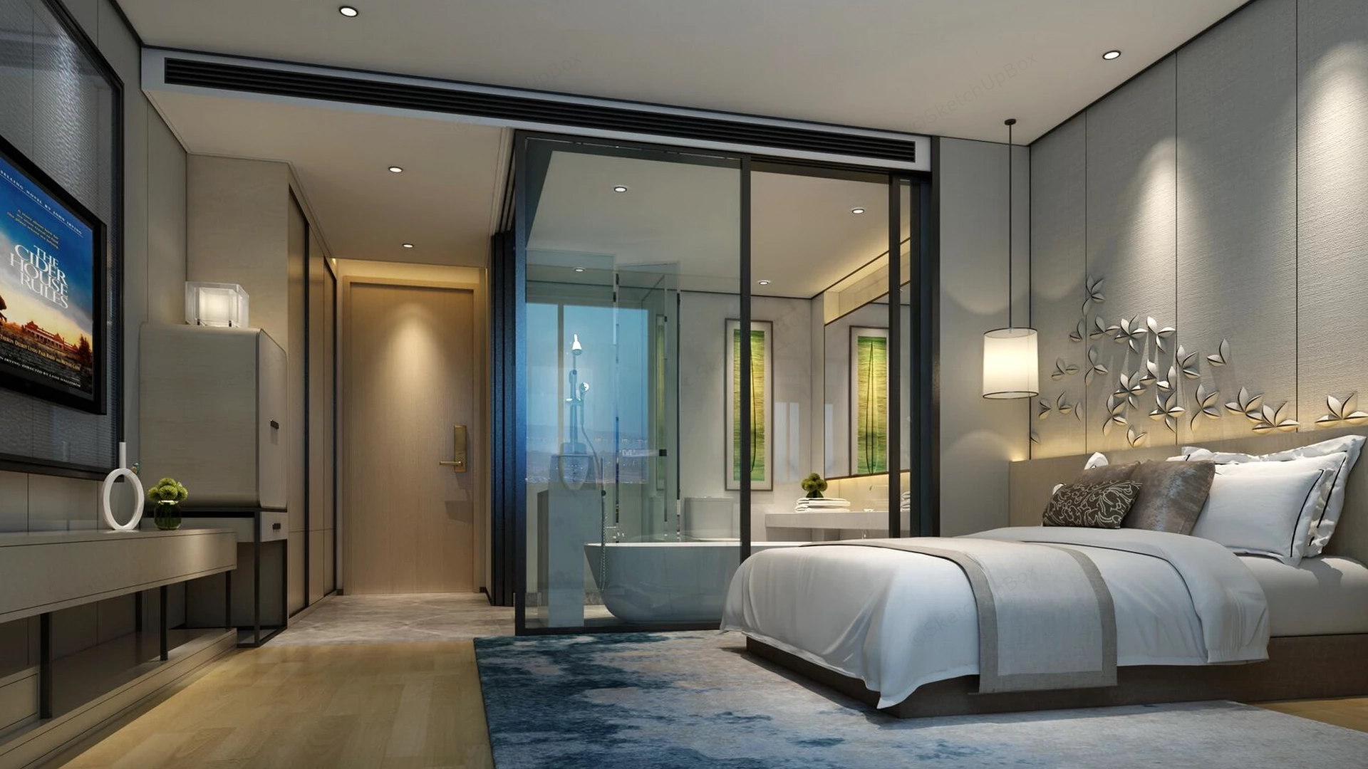 Modern Luxury Hotel Room Suite Sketchup 3D Model Preview - SketchupBox