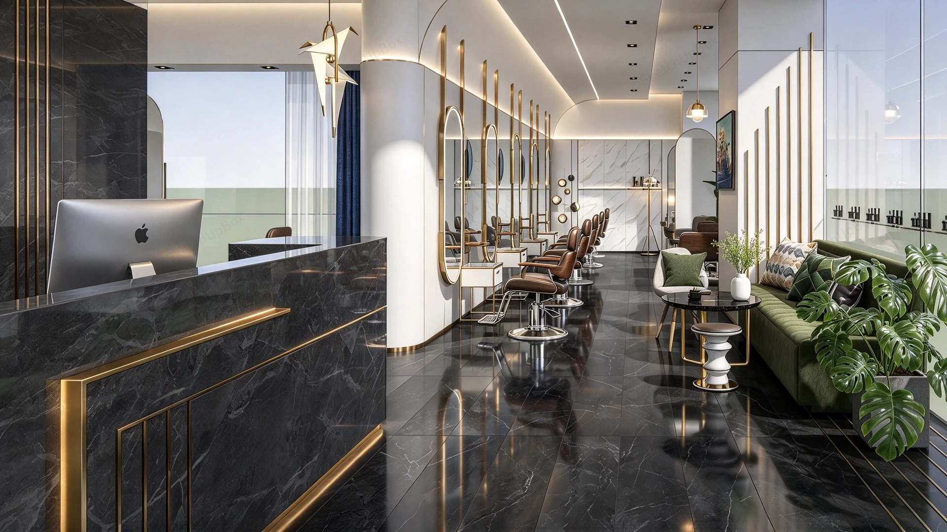 Luxury Hair Salon Interior Design Project Sketchup 3D Model Preview - SketchupBox