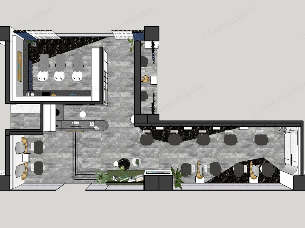 Luxury Hair Salon Interior Design Project Sketchup 3D Model Preview - SketchupBox