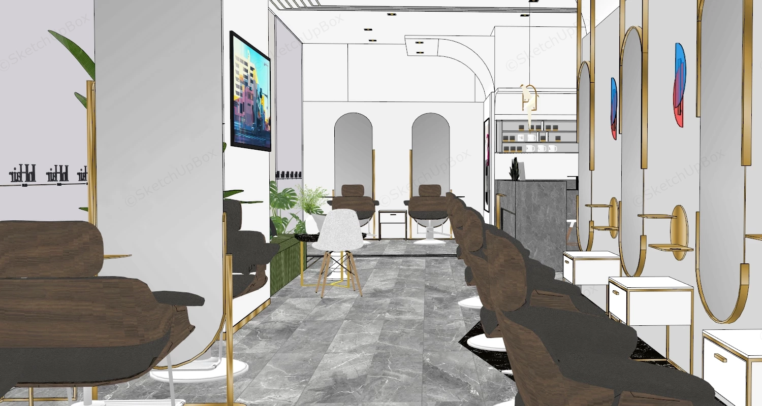 Luxury Hair Salon Interior Design Project Sketchup 3D Model Preview - SketchupBox