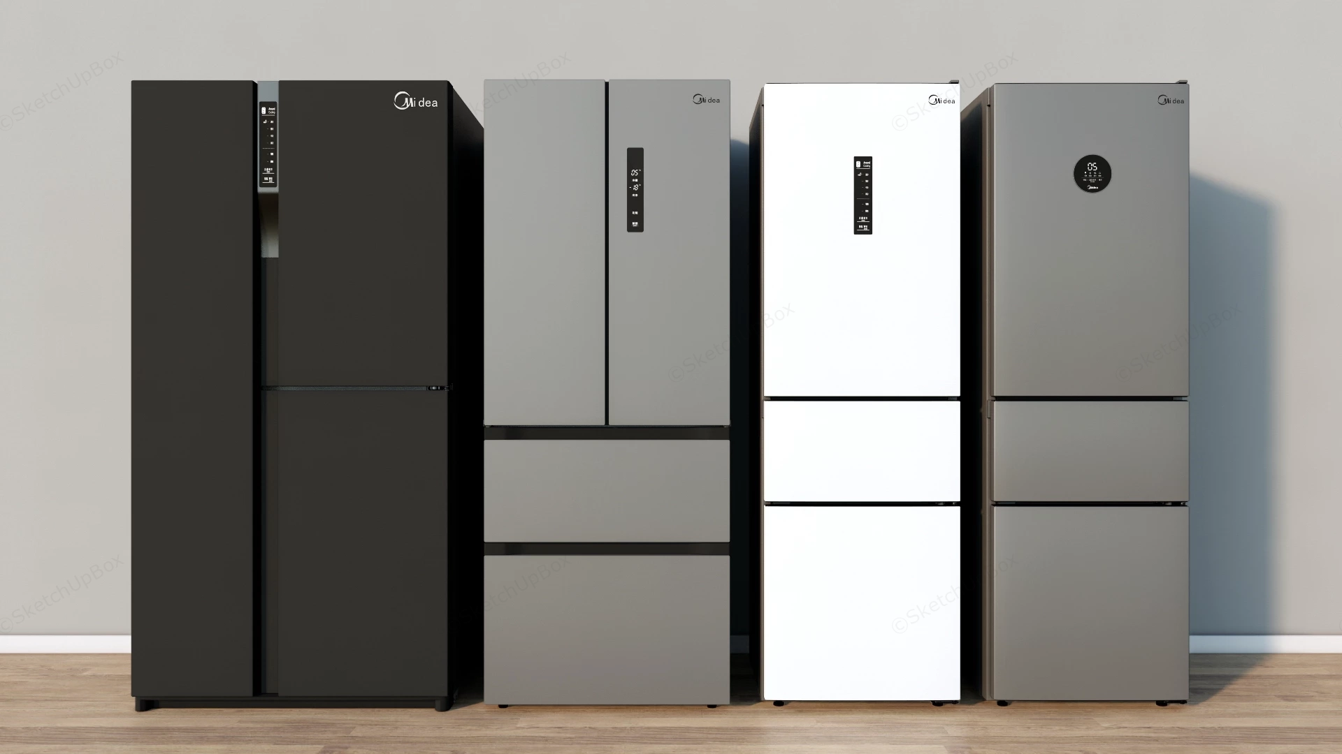 Modern Midea Smart Refrigerator Collection Sketchup 3D Model Preview - SketchupBox