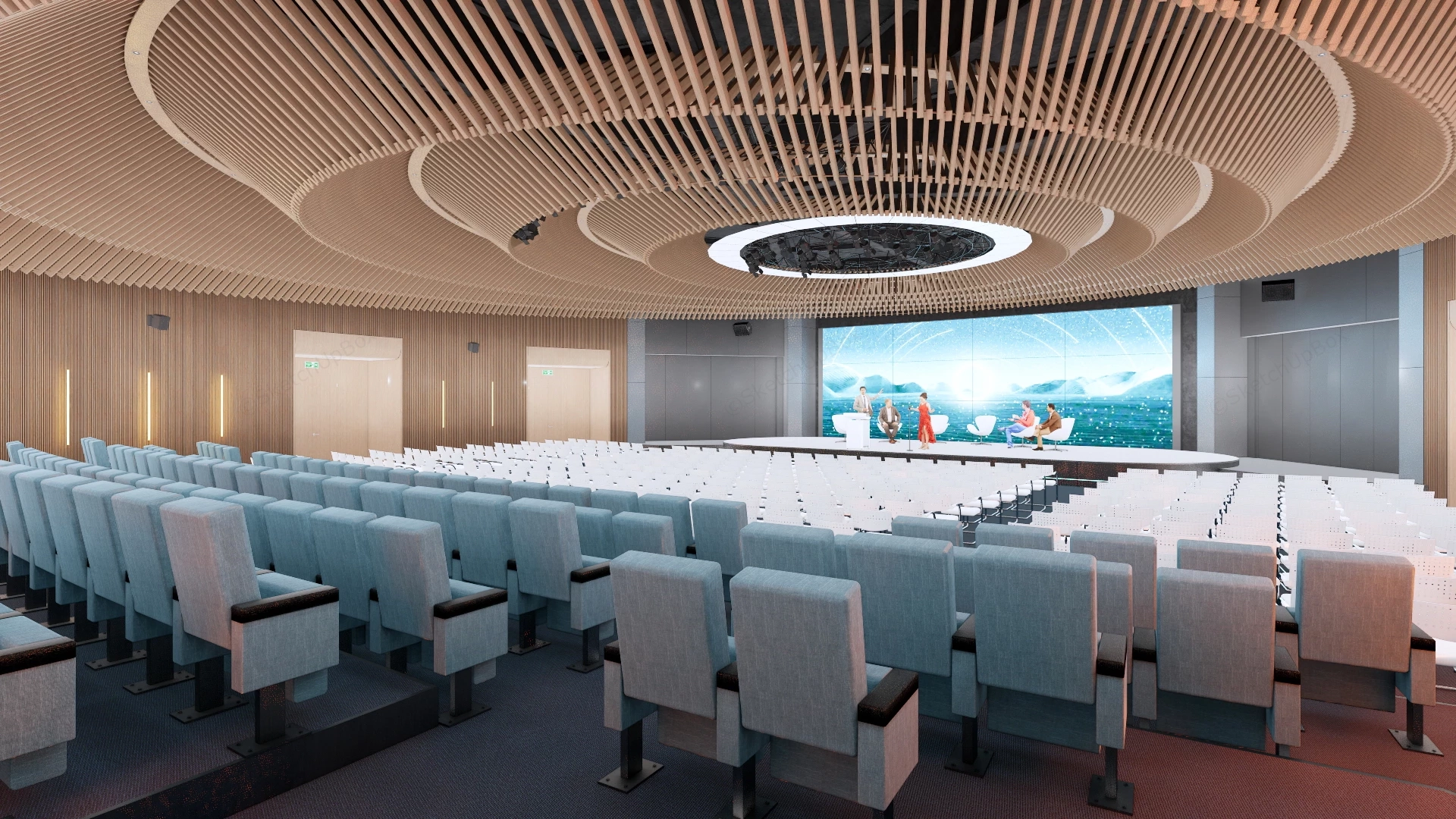 Modern Circular Auditorium &  Lecture Hall Interior Sketchup 3D Model Preview - SketchupBox