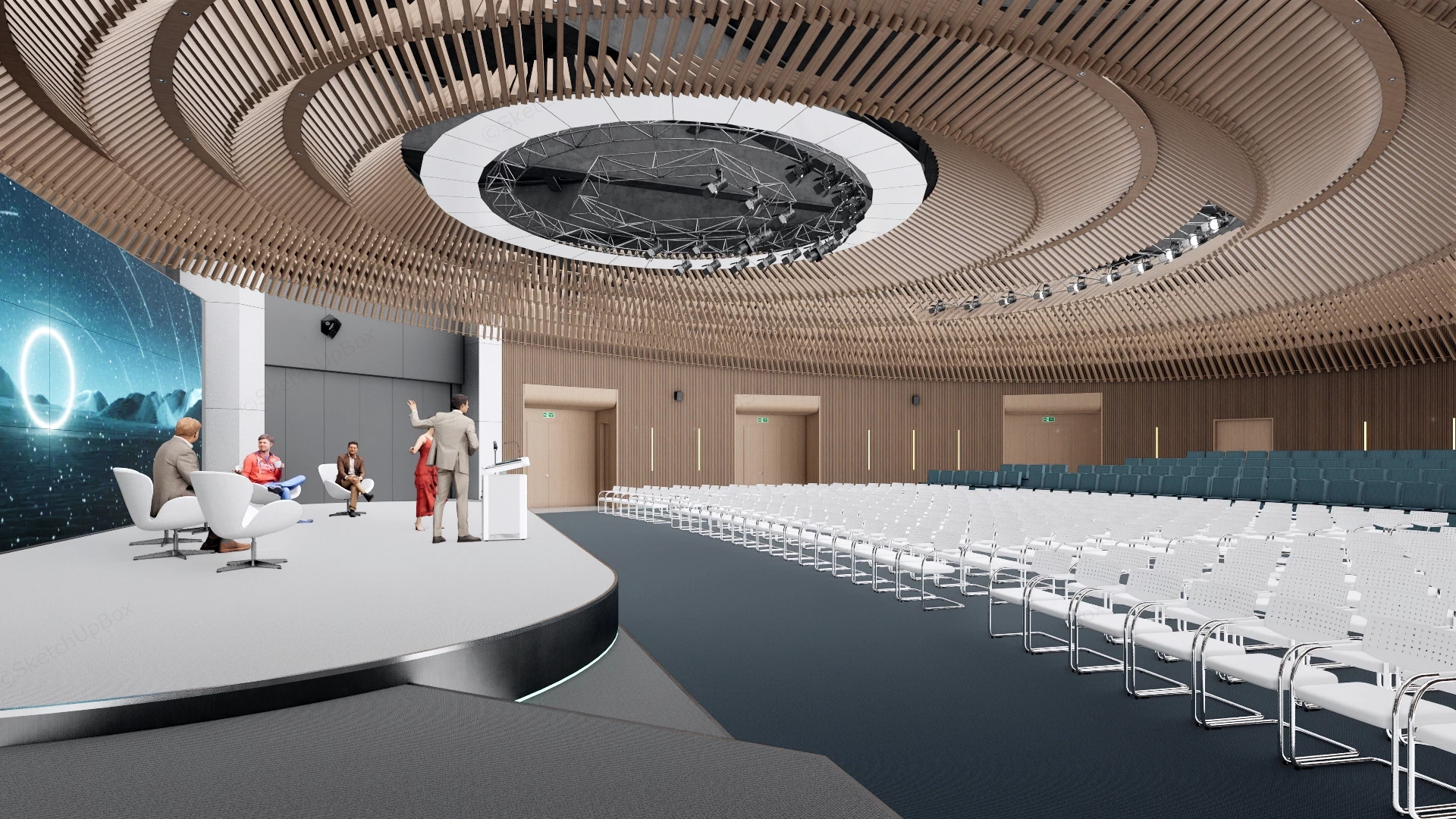 Modern Circular Auditorium &  Lecture Hall Interior Sketchup 3D Model Preview - SketchupBox