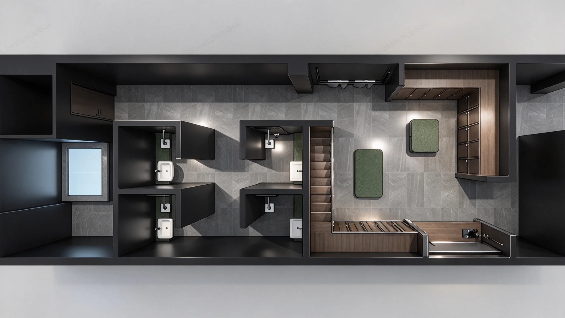 Modern Luxury Spa Locker Room Design Sketchup 3D Model Preview - SketchupBox