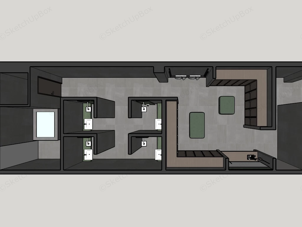 Modern Luxury Spa Locker Room Design Sketchup 3D Model Preview - SketchupBox