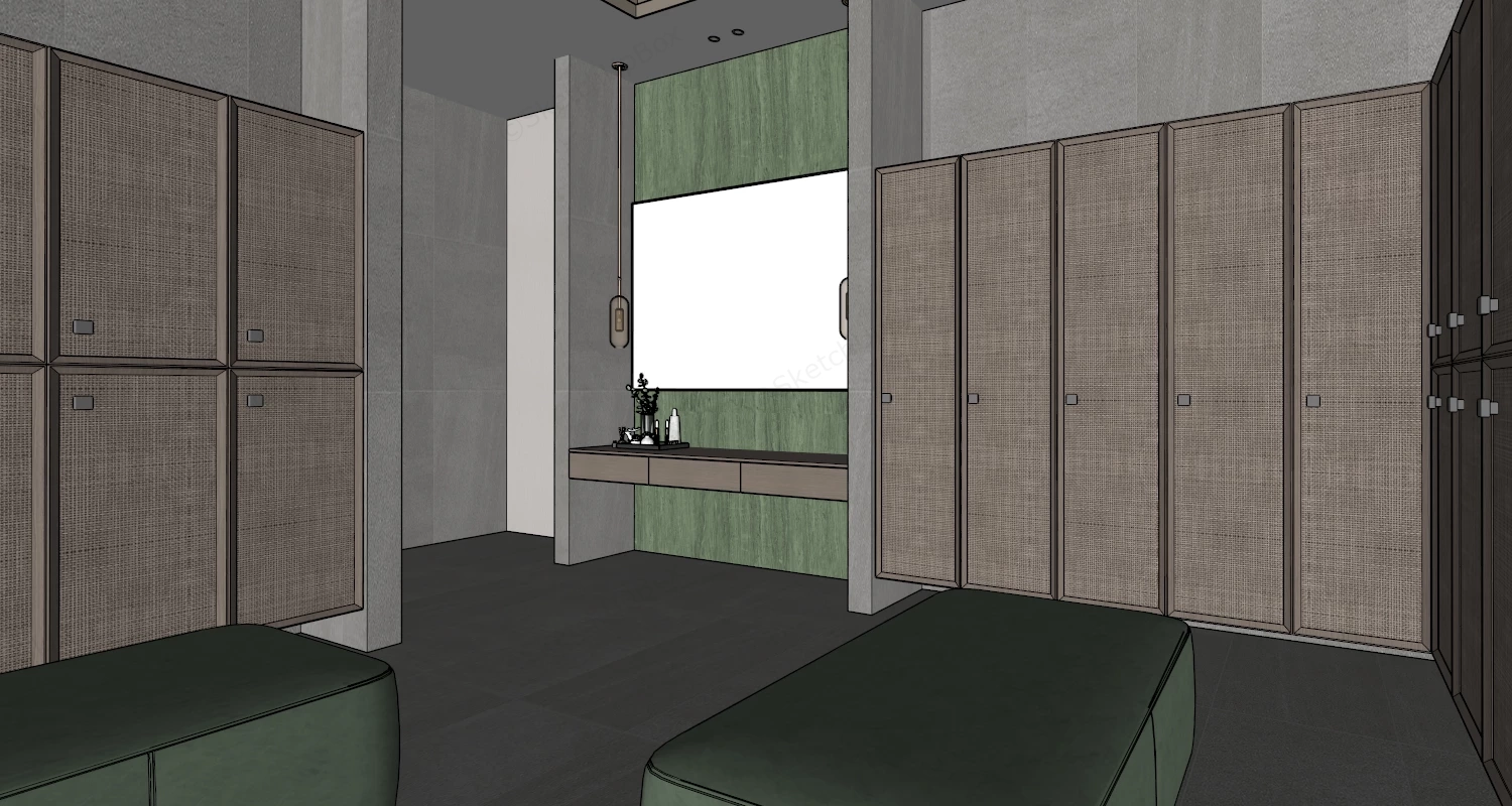 Modern Luxury Spa Locker Room Design Sketchup 3D Model Preview - SketchupBox