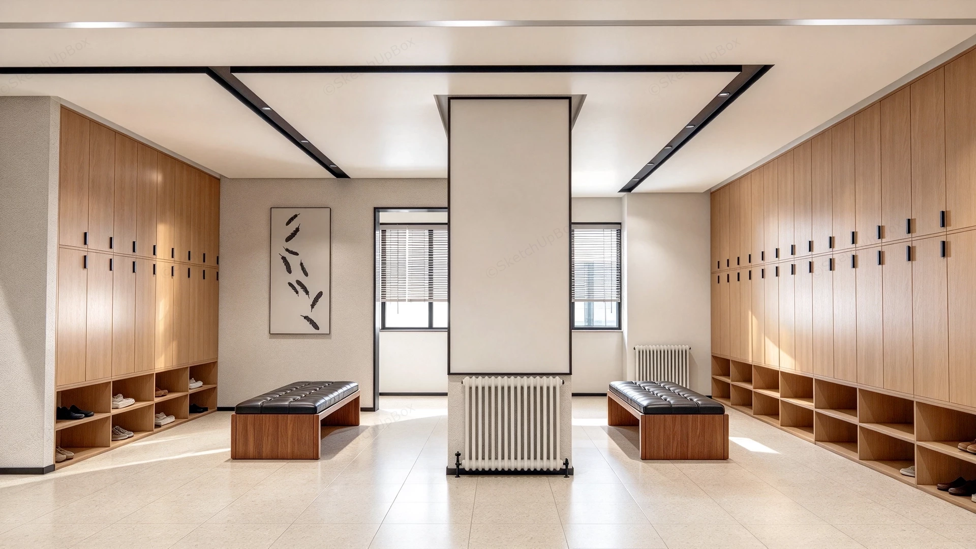 Spacious Modern Locker Room Design Sketchup 3D Model Preview - SketchupBox