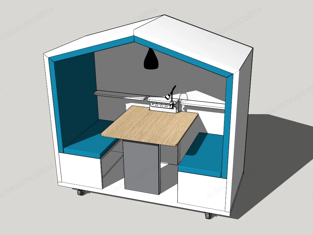 Modern House Shaped Mobile Acoustic Meeting Pod & Workstation Sketchup 3D Model Preview - SketchupBox