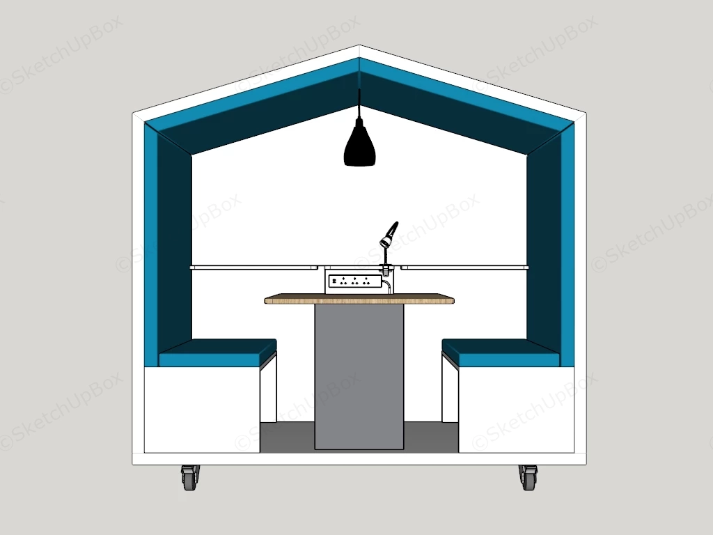 Modern House Shaped Mobile Acoustic Meeting Pod & Workstation Sketchup 3D Model Preview - SketchupBox