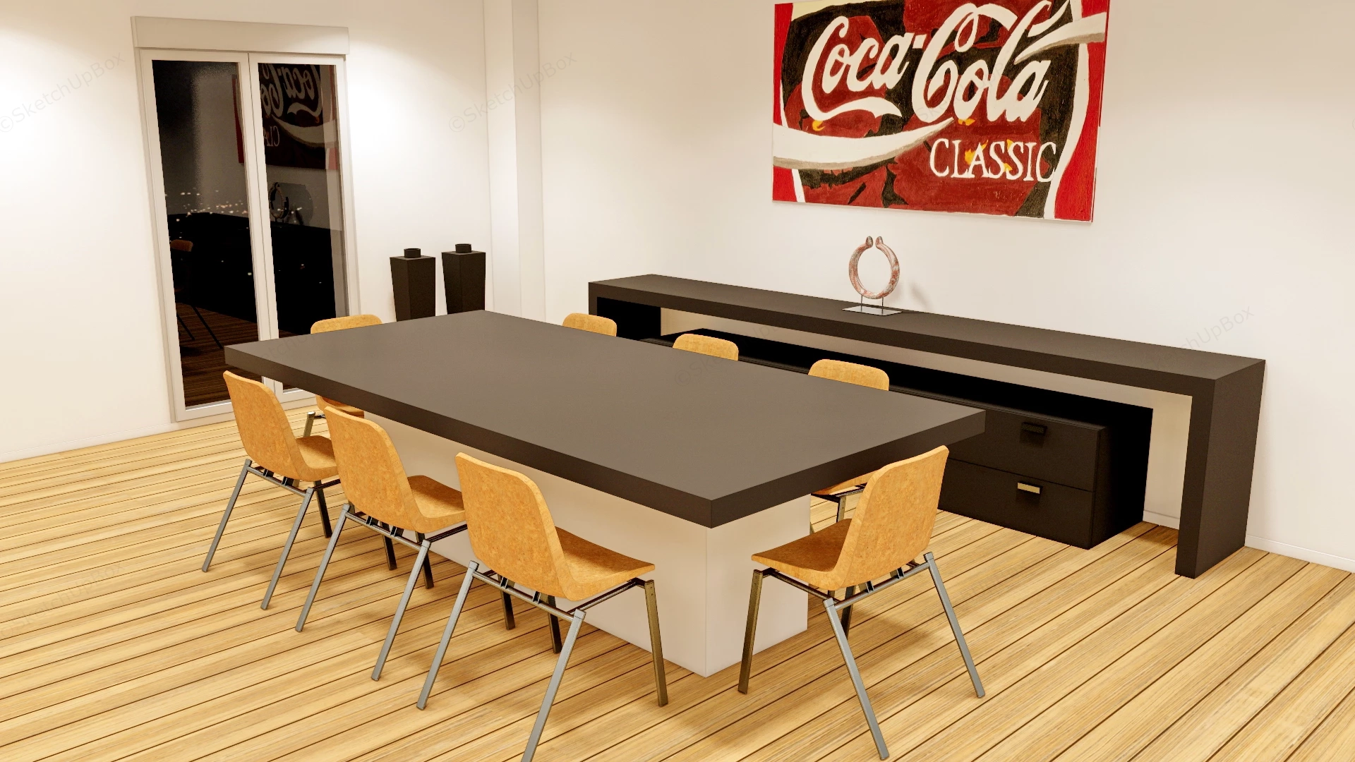Modern Minimalist Dining Table Set Sketchup 3D Model Preview - SketchupBox