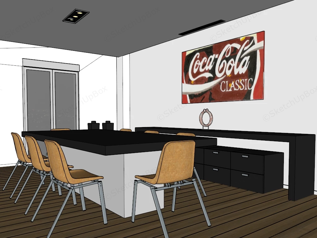 Modern Minimalist Dining Table Set Sketchup 3D Model Preview - SketchupBox
