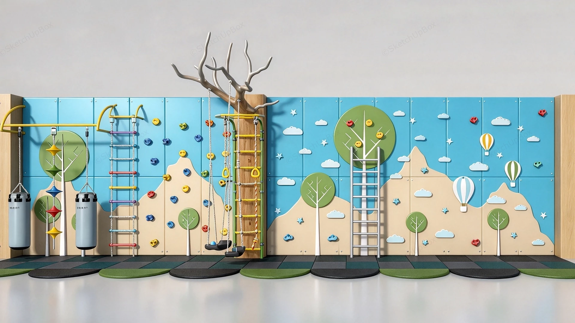 Modern Children's Indoor Play Gym & Climbing Wall Sketchup 3D Model Preview - SketchupBox