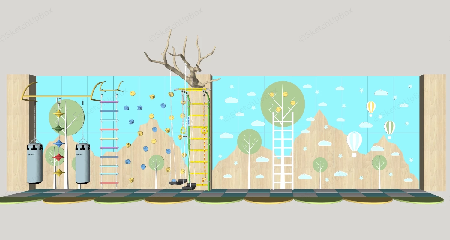Modern Children's Indoor Play Gym & Climbing Wall Sketchup 3D Model Preview - SketchupBox