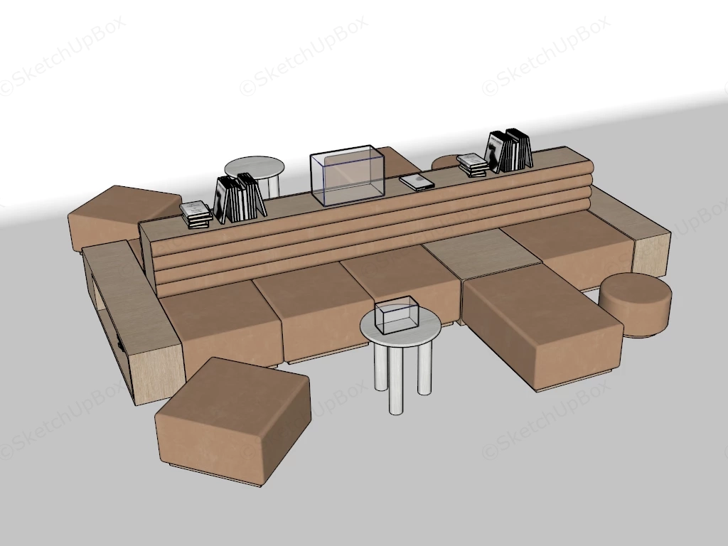 Modern Modular Lounge Sofa Island Seating System Sketchup 3D Model Preview - SketchupBox
