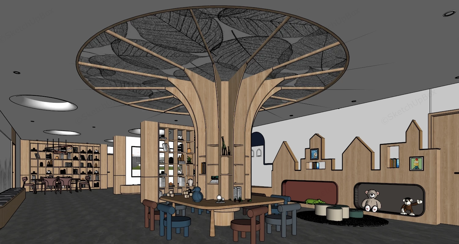Modern Biophilic Children's Library & Learning Space Sketchup 3D Model Preview - SketchupBox