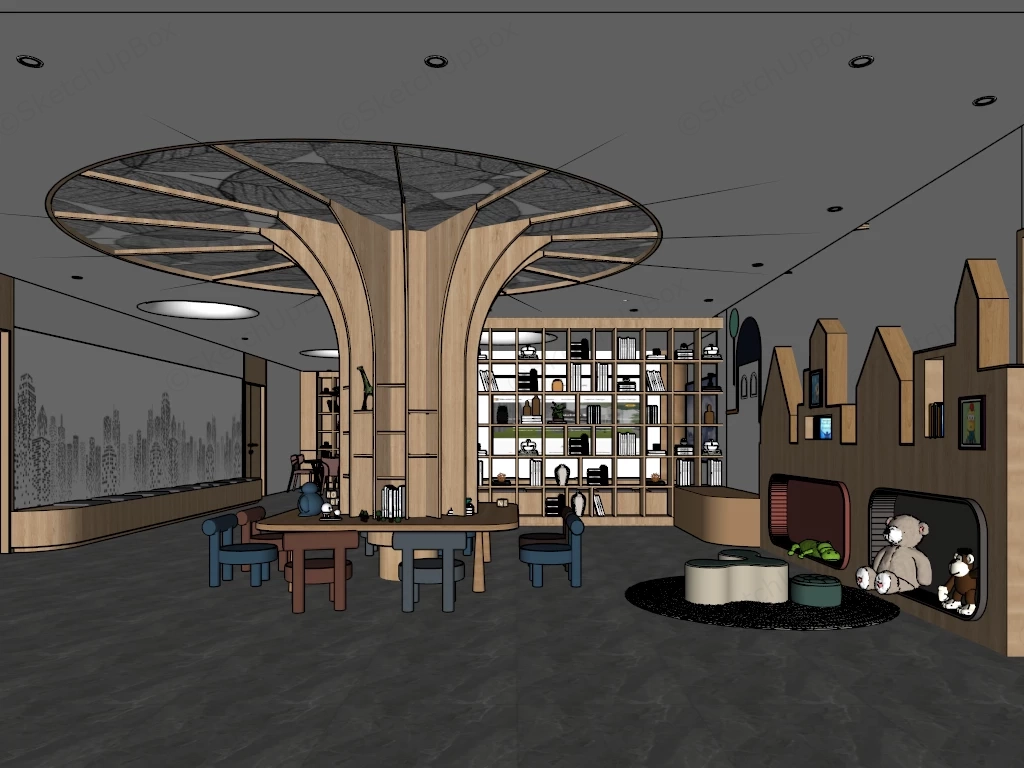 Modern Biophilic Children's Library & Learning Space Sketchup 3D Model Preview - SketchupBox