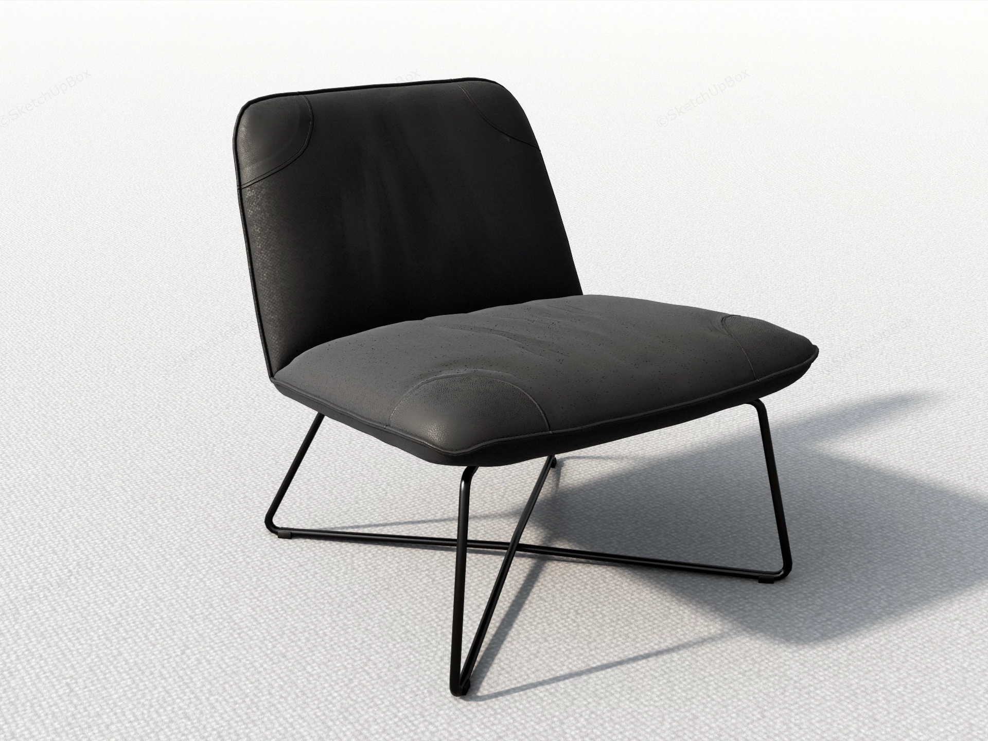 Modern Minimalist Black Leather Accent Lounge Chair Sketchup 3D Model Preview - SketchupBox