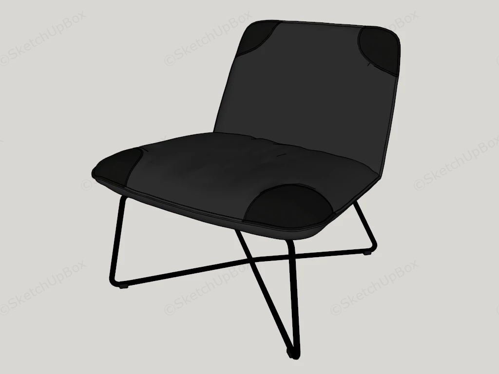 Modern Minimalist Black Leather Accent Lounge Chair Sketchup 3D Model Preview - SketchupBox