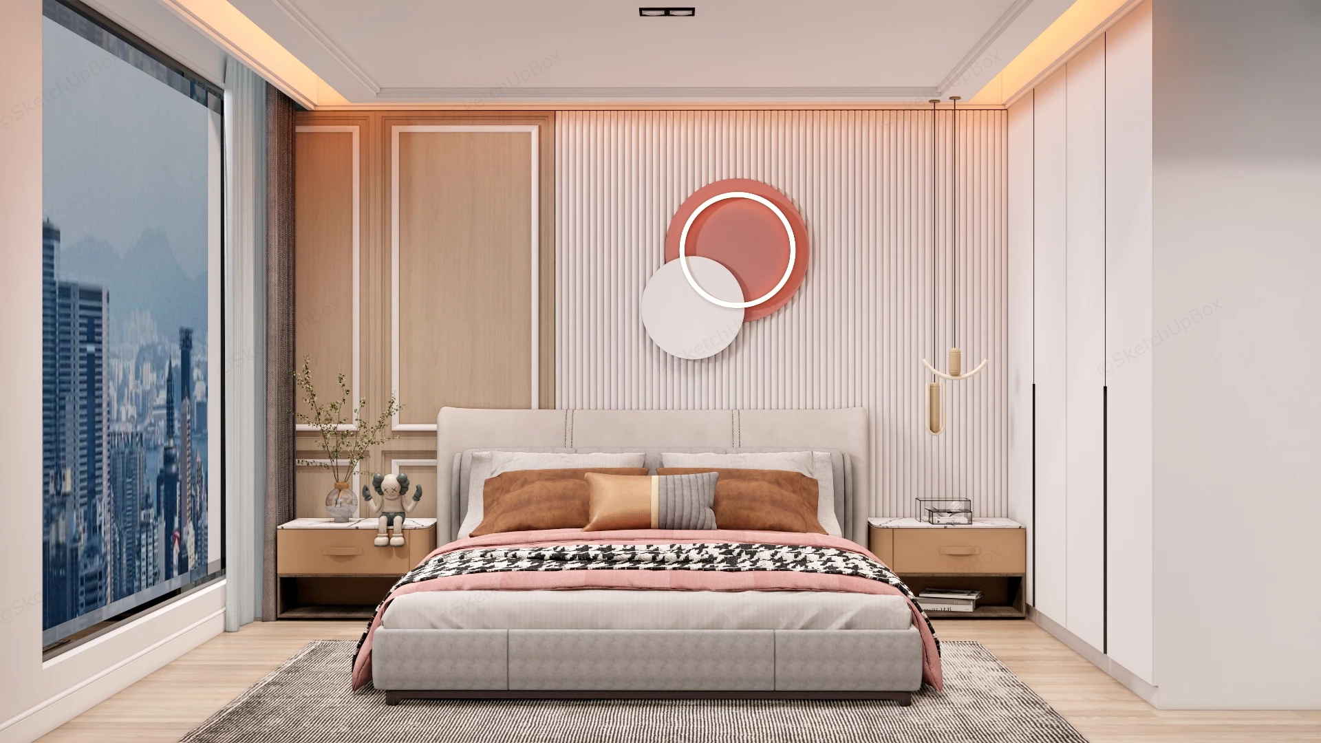 Modern Scandinavian Feminine Master Bedroom Sketchup 3D Model Preview - SketchupBox