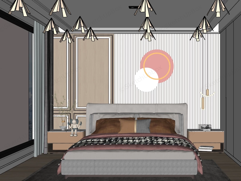 Modern Scandinavian Feminine Master Bedroom Sketchup 3D Model Preview - SketchupBox